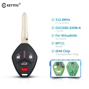 

KEYYOU Transponder ID46 Chip 313.8Mhz Car Remote Key OUCG8D-620M-A For Mitsubishi Galant Eclipse 2007 2008 2009 2010 2011 2012