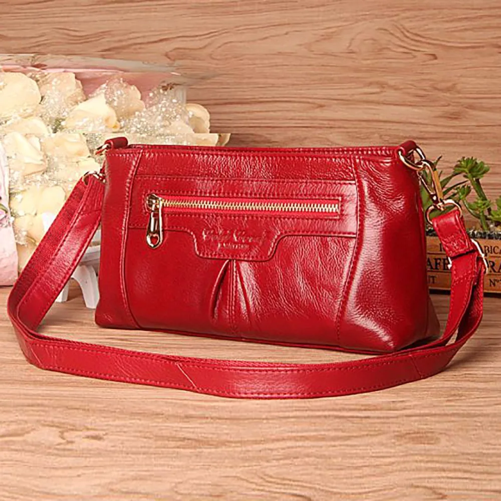 

High Quality Genuine Leather Women Cross Body Bag Brand Famous Ladies Vintage Tote Handbag Female Small Messenger Shoulder Bags