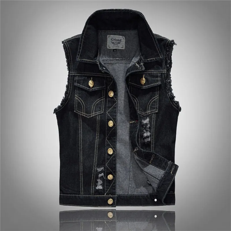 dark blue denim vest