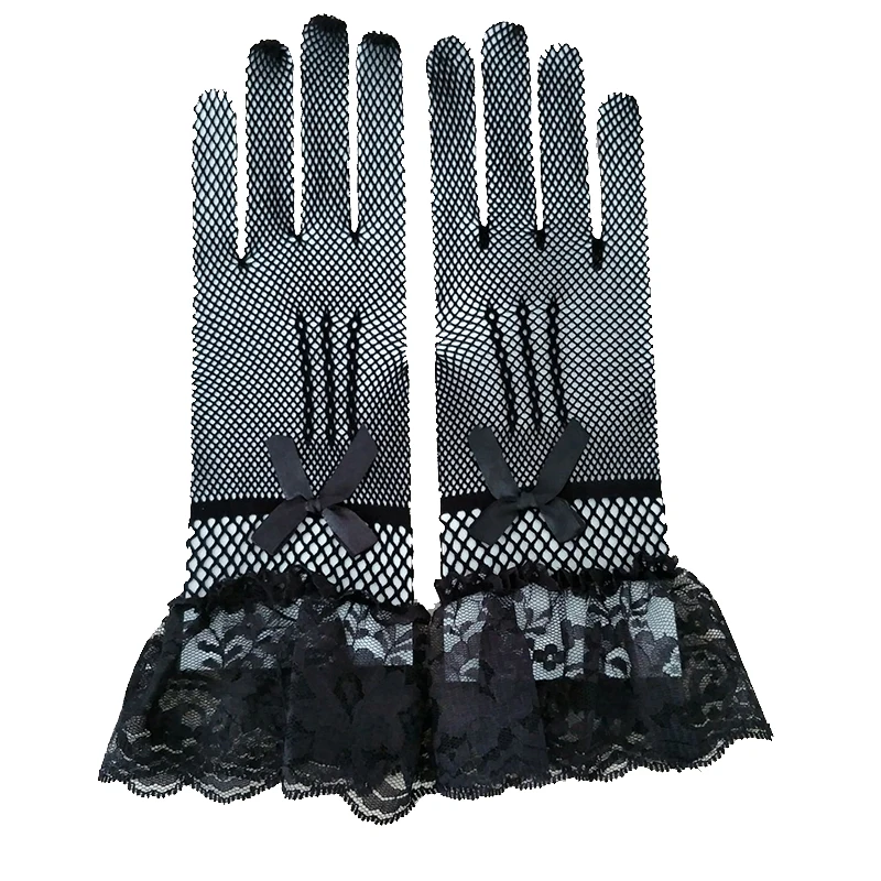 

2019 White Ivory Bridal Gloves Lace Finger Short Cheap Wedding Accessories Black Red Wrist Length Wedding Gloves
