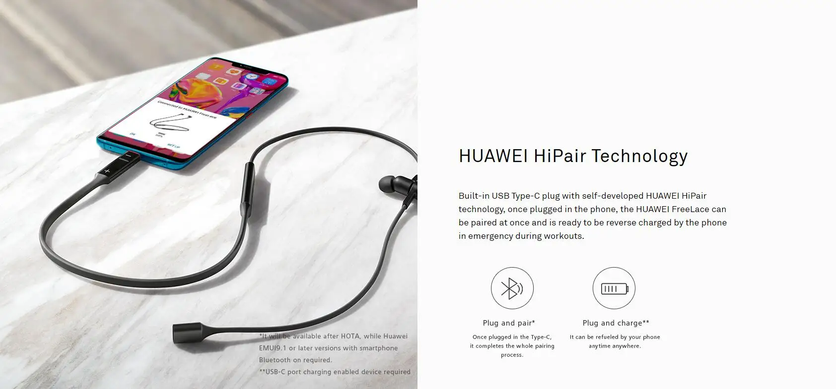 Huawei FreeLace Спортивные наушники Bluetooth беспроводная гарнитура обратная зарядка IPX55 водонепроницаемый кабель металлический полость магнитный переключатель