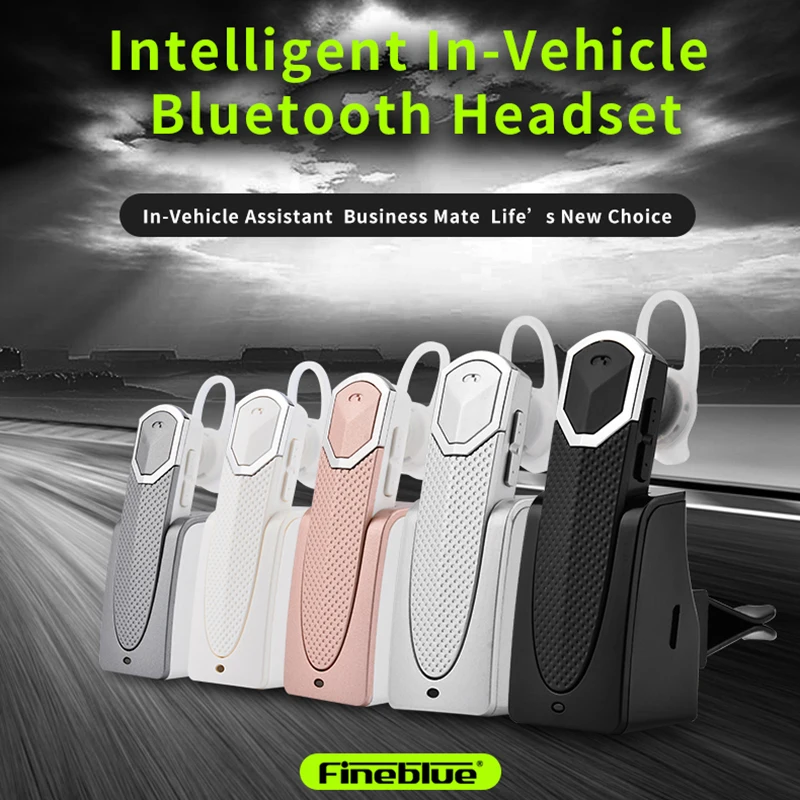 FINEBLUE FT-9 беспроводные Bluetooth наушники для автомобиля Bluetooth гарнитура и портативное автомобильное зарядное устройство с микрофоном для телефона