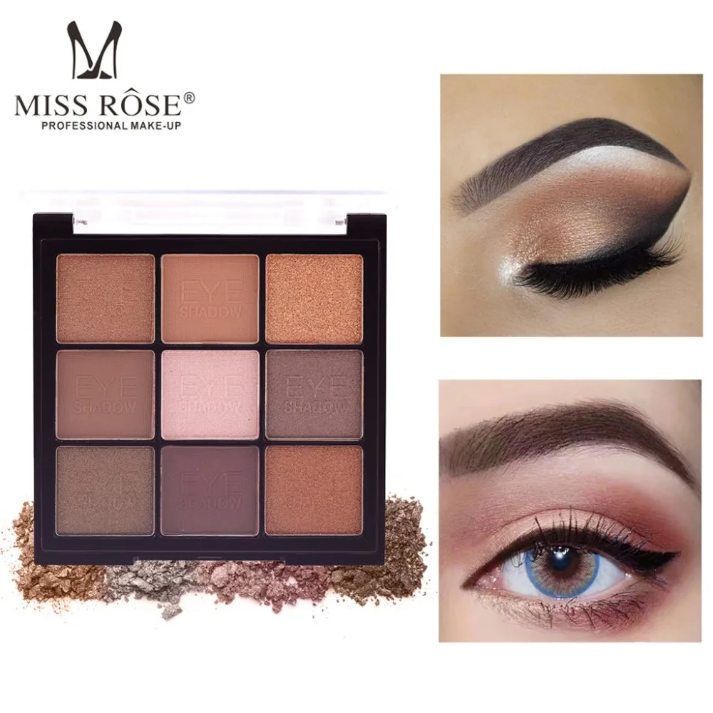 

MISS ROSE 9-color eye makeup nude color palette pearlescent matte eye shadow tray Bling Bling eye shadow makeup