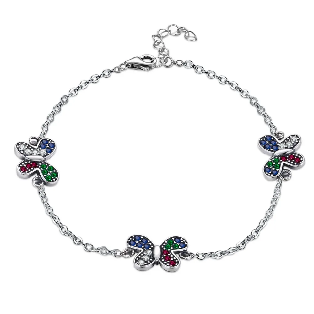 2018 Summer 925 Sterling Silver Vintage classic butterfly bracelet link chain stackable high end Bijoux Gift for girlfriends | Украшения и