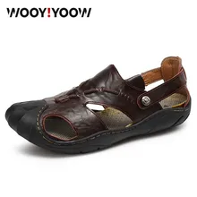 WOOY! YOOW/Новинка года; модные летние мужские сандалии ручной работы; мужская повседневная обувь для прогулки; высококачественные материалы