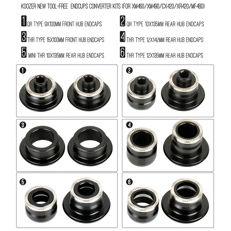 Koozer MF480 XM460 XM490 CX420 XR420 Крышка Ступицы втулка горного велосипеда конвертеры для горного велосипеда концевой колпачок адаптер QR или через колпачок адаптер