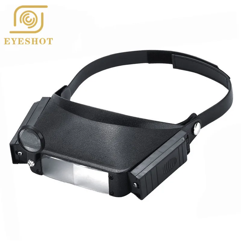 EYESHOT 1.5x 3x 6.5x 8x светодио дный шлем светодиодный увеличительное стекло третья рука с подсветкой Лупа для чтения очки часы Ремонт