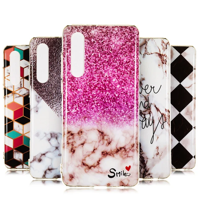 

Silicon Marble Case For Huawei P20 Lite Case on For Huawei P30 Pro P10 Lite Phone Cover Soft TPU Coque Leaf Letter Capa