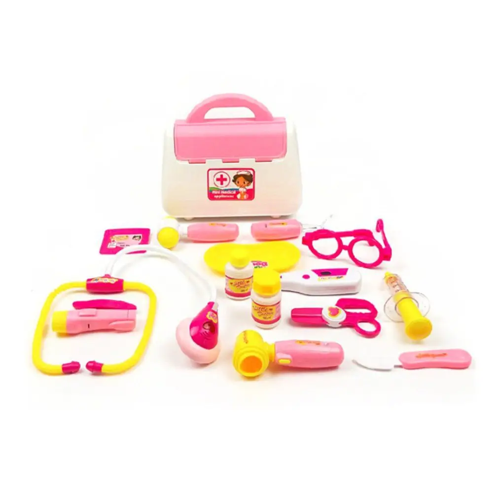 15 шт Притворись для врача для Медсестры Медицинский случае набор для ролевых игр для раннего обучения детей игрушки в подарок на день рождения с свет и звук Притворяться Инструмент игрушки - Цвет: Pink