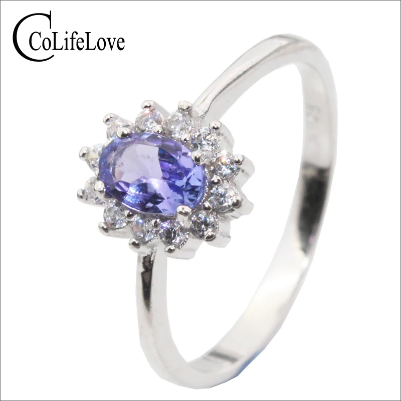 Обручальное кольцо Kate Princess в том же стиле, 0.5ct, натуральный Танзанит, серебряное кольцо, серебро 925 пробы, танзанит, свадебное кольцо для девочек