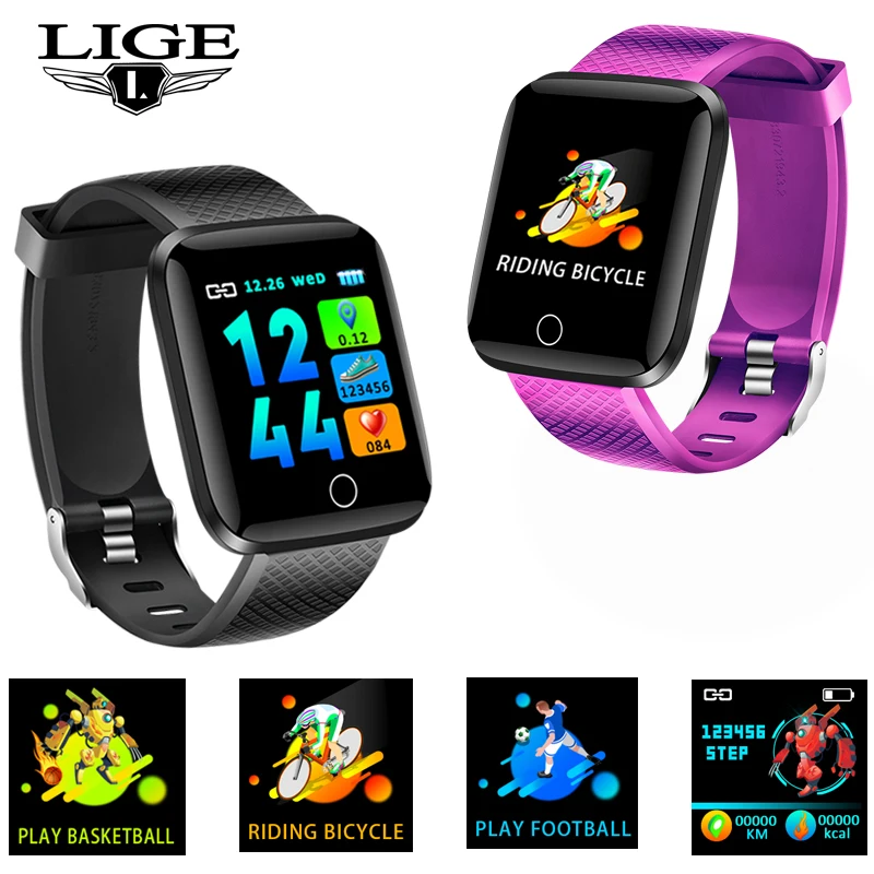 

LIGE New Sport Smart Watch Heart Rate Blood Pressure Monitoring Fitness Tracker Pedometer Smart Bracelet Pulseira inteligente