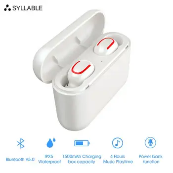 

Original SYLLABLE HBQ-Q32 TWS 4hours headset Battery Capacity extra EarBuds 1500mah Chargeing box As power bank with mic Q32 TWS