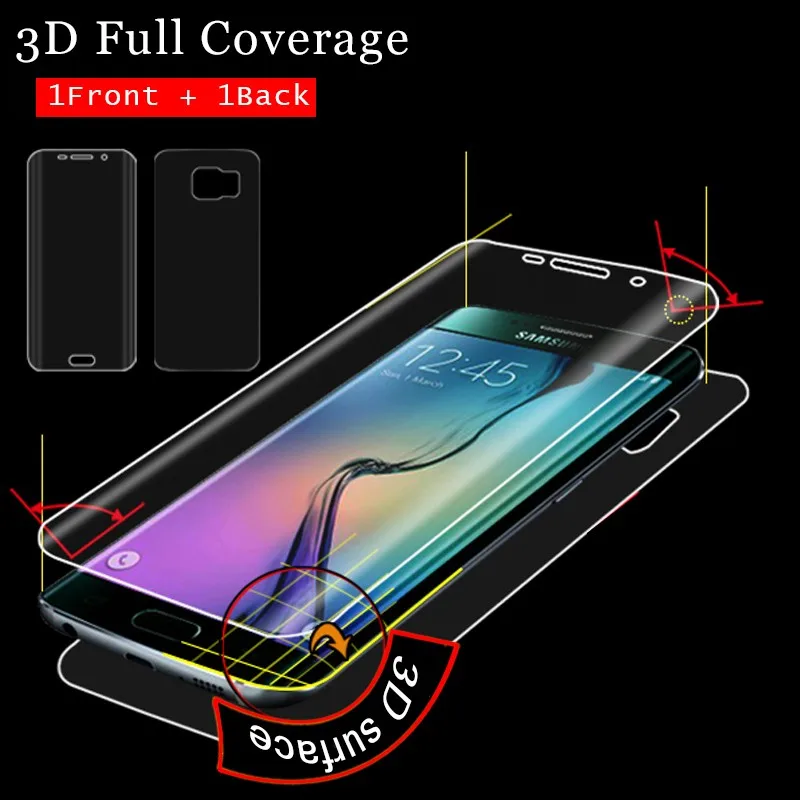 Передняя и задняя 3D изогнутая поверхность полное покрытие для Samsung Galaxy S6 S7 Edge