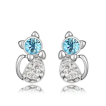 Милые романтические серьги-гвоздики в виде кота, серьги-клипсы, модные ювелирные изделия, подарки, Женские аксессуары,, высокое качество, АААА+ стразы, Кристалл