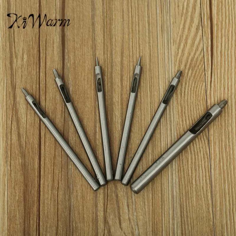 

KiWarm 6pcs Durable Leather Tools Leather Punch Leathercraft Hollow Set Hole Craft Set Hollow Puncher Belt Punch 0.5mm-3mm