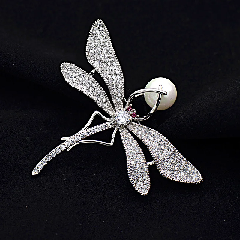 S.vex Decorative Bronze Pearl Dragonfly Brooch Top Quality Crystal Jewelry Pin for Women | Украшения и аксессуары