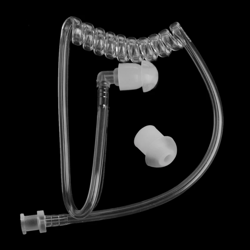 

OOTDTY New Transparent Coil Acoustic Air Tube With Copper Ring Replacement For Radio Earpiece Headset
