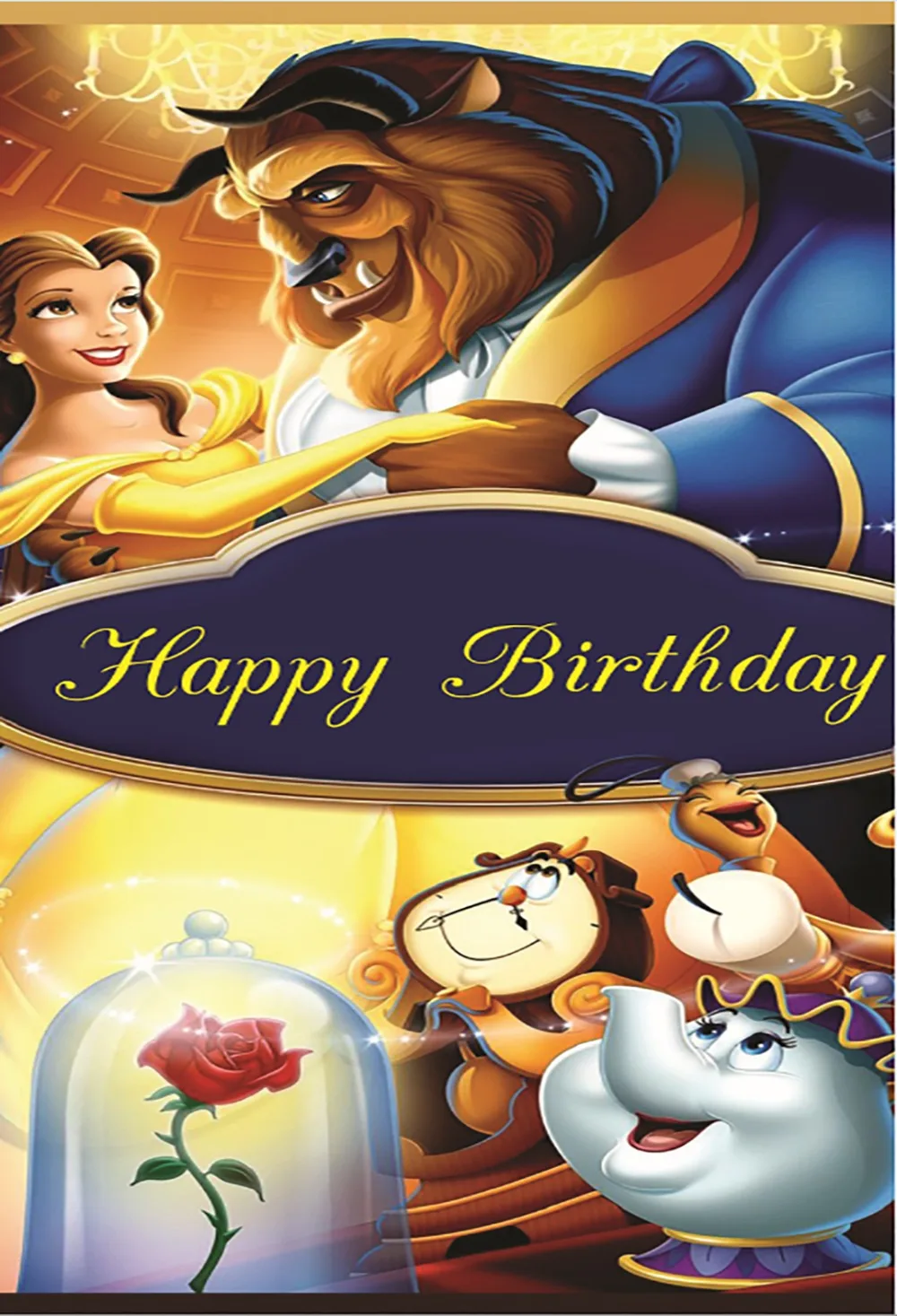 5x7FT Happy Birthday Belle Princess Beauty Beast Dance Custom Photo Studio Background Backdrop