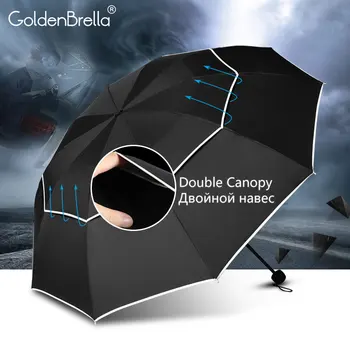 

High Quality Large Umbrella Rain Women Double Layer Strong Wind Resistance Big Men Parasol Outdoor Business Women Umbrellas