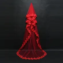 Свадебная вуаль длиной 3М, однослойная кружевная кромка, белая и слоновая кость, свадебная фата, дешевые свадебные аксессуары, Veu de Noiva