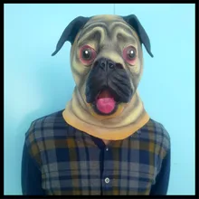 Free Shipping Party Cosplay Animal Pug Mask lovely Dog Halloween Party Carnival Mask Cosplay Cute Animal Full Head Mask in stock