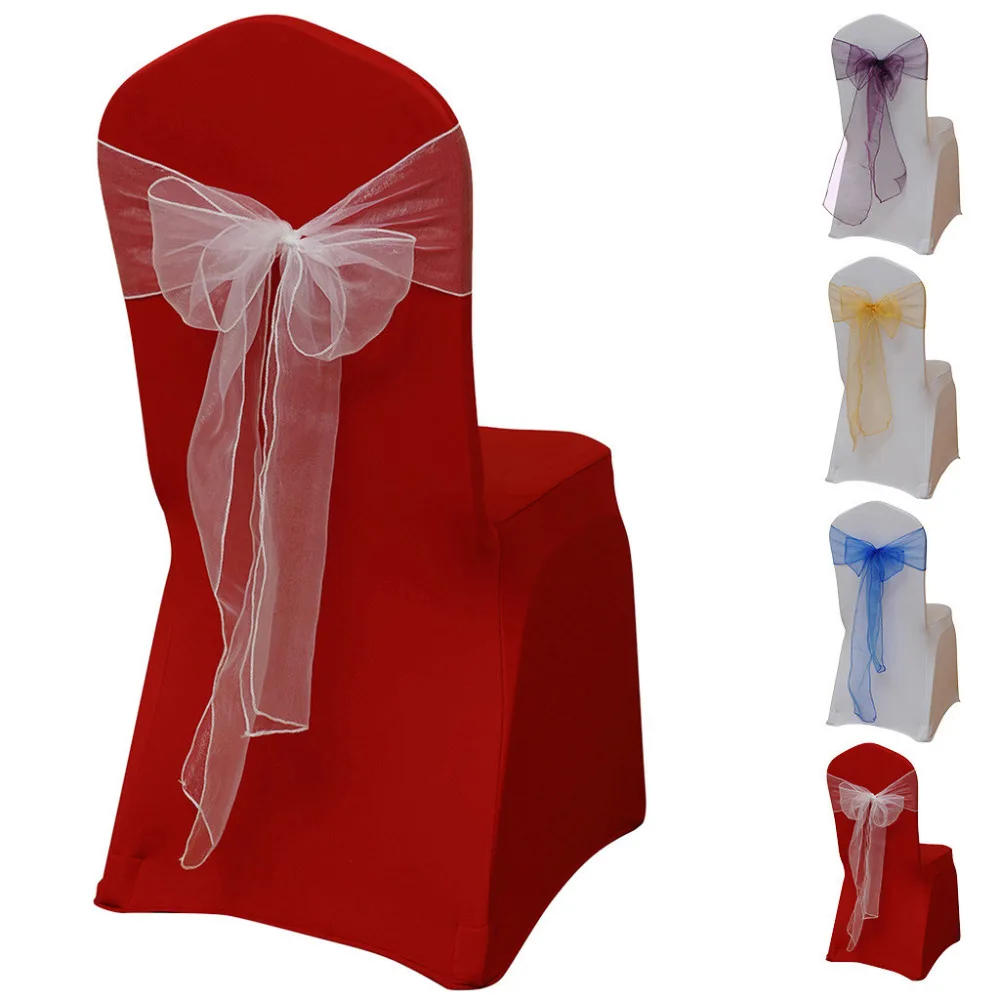 

Flower Bow Chair Back Cover Net Sash Back Ties Elegant Party Decor Multi-color Mesh gauze KingDuvet Cover Sets Premium-grade