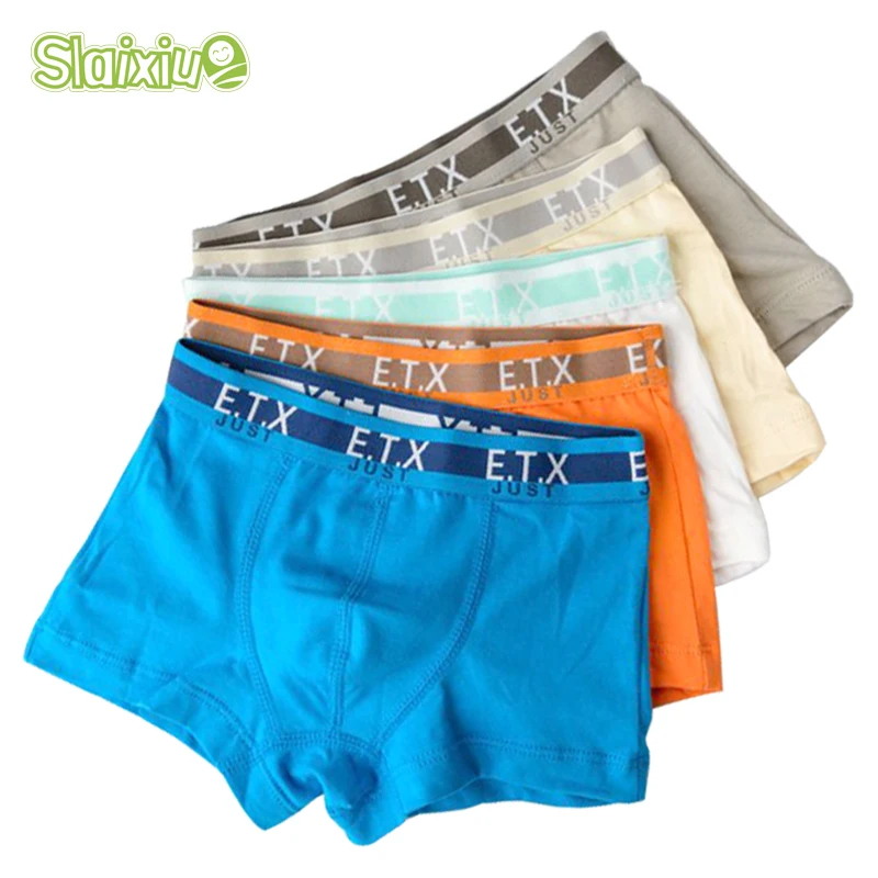 5 Pcs/lot Soft Cotton Kids Boys Underwear Comfortable Pure Color