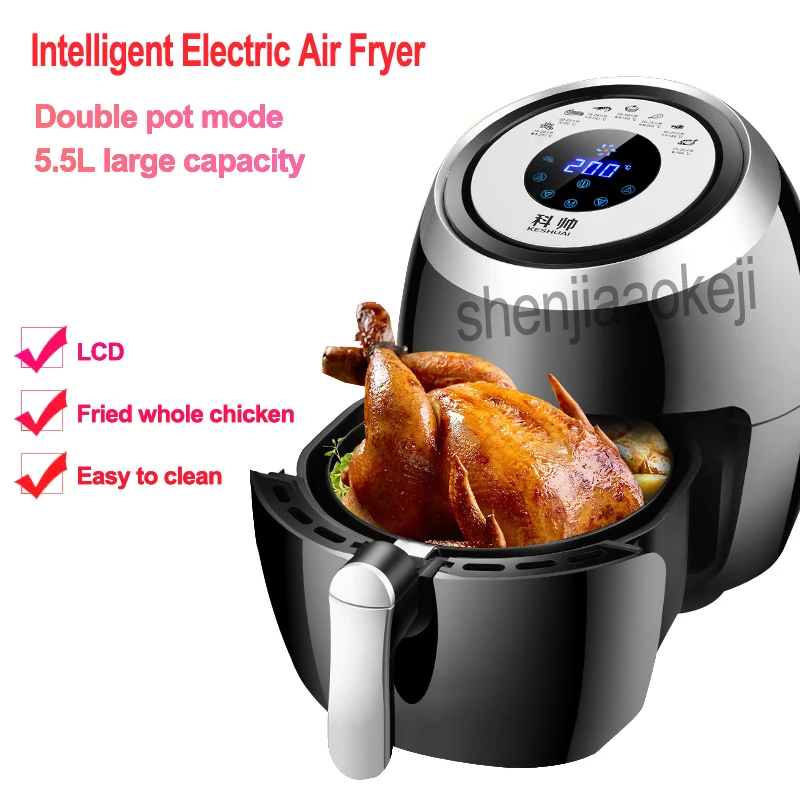 

Intelligent Electric non-oil fume Air Fryer Multifunctional Household Touch Screen Double pot Fryer EU/AU/UK/US 220v 1500w 1pc