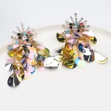 2019 nuovi Orecchini Per Le Donne Esagerato Orecchini Fiore Shiny Sequin Pendientes Ragazza boucle d' oreille femme