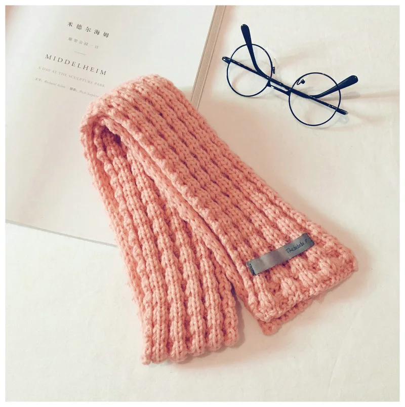 2018 Autumn And Winter New Boys And Girls Knit Scarf Children Wild Korean Version Of The Solid Color Wool Baby Scarf GCG77  (2)