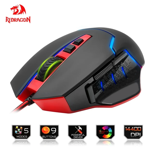 Best Offers Redragon USB Gaming Mouse 14400 DPI 9 buttons ergonomic design for desktop computer accessories programmable mice gamer lol PC Best Offers Redragon USB Gaming Mouse 14400 DPI 9 buttons ergonomic design for desktop computer accessories programmable mice gamer lol PC