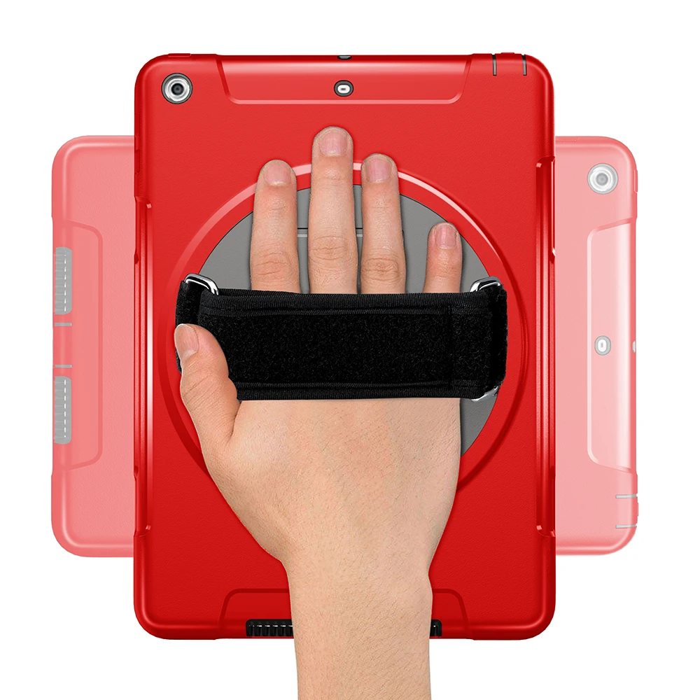 

Case for iPad 9.7 2017 Child Proof Tablet Cooling Fundas Cover Case with 360 Degree Rotation Hand Strap and Kickstand FTL02