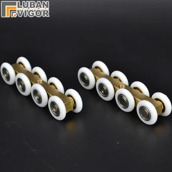 

Glass doors,Waterproof bearing hanging wheel,8 wheels,Track wheel, glass door fittings ,load bearing 40kg,Screw holes 6mm