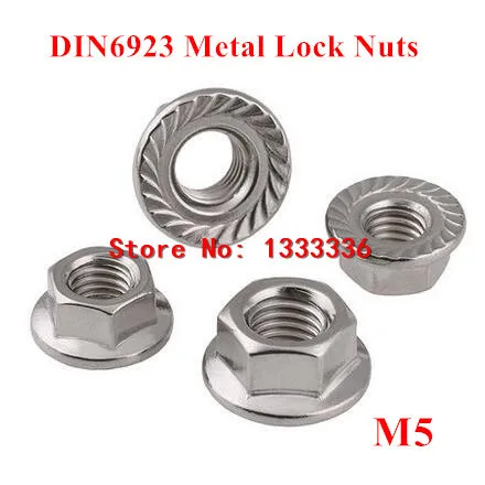 100pcs M5 DIN6923 Hexagon Flange Metal Lock Nuts with non-slip Tooth cushioned Locking nut | Обустройство дома