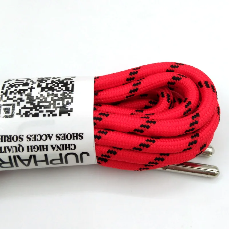 1-12 Pairs Red Black Women Outdoor Sports Round Shoelaces Shoes Laces Boots Athletic Unisex Rope Athletic Metal Head Shoelaces