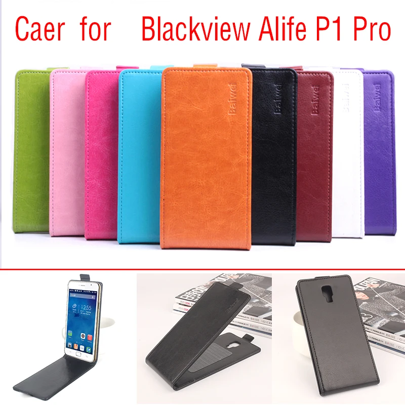 

HongBaiwei For Blackview Alife P1 Pro Phone Case Pure Color [Up-down Open] Vertical Flip Premium PU Leather Case Cover