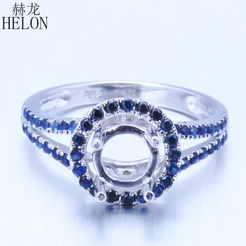 

HELON Solid 10K White Gold Prong Setting Semi Mount Round 6-7mm Engagement Fine Natural Diamonds Ring Women Trendy Fine Jewelry