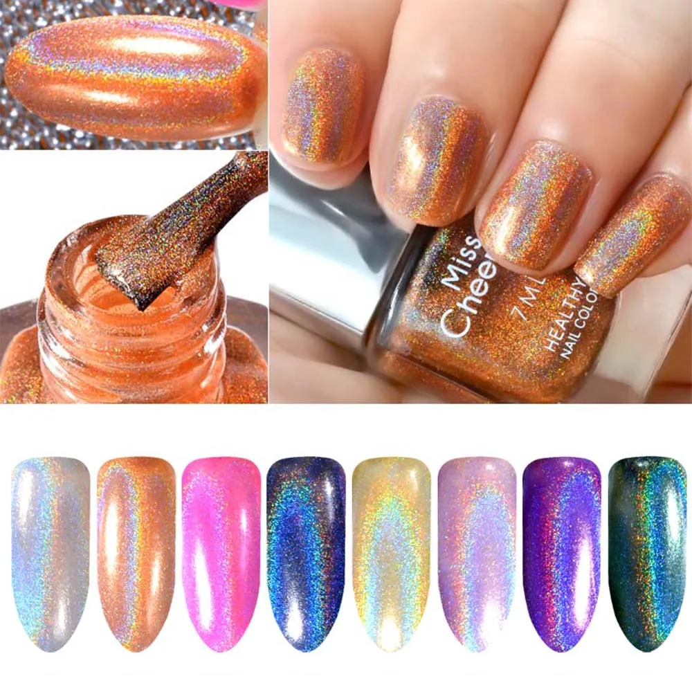 

Misscheering Top-Grade Rainbow Shinning Nail Polish UV Nail Gel Chameleon Mirror Nail Glitter UV Gel 8 Color Long last Kit TSLM1