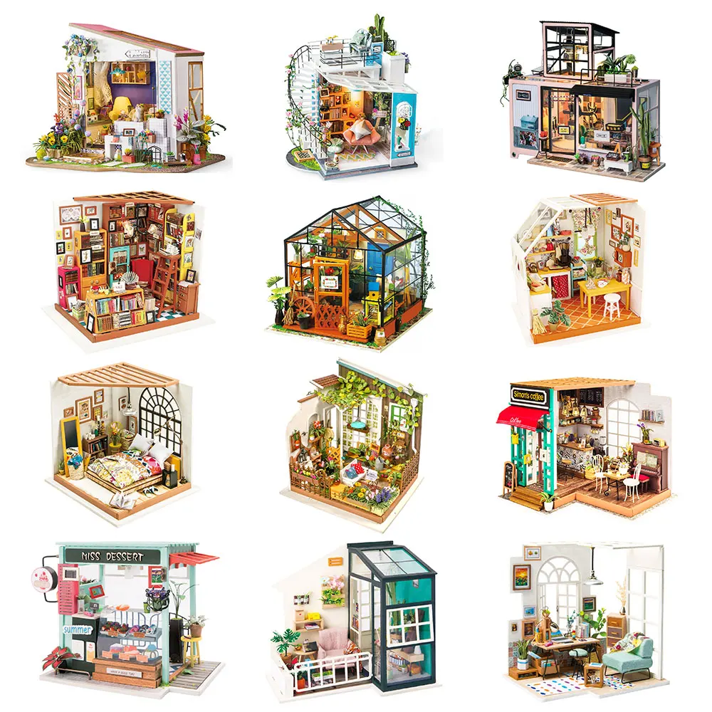 

Robotime DIY Wooden Miniature Dollhouse 1:24 Handmade Doll House Model Building Kits Toys For Children Adult Drop Shipping