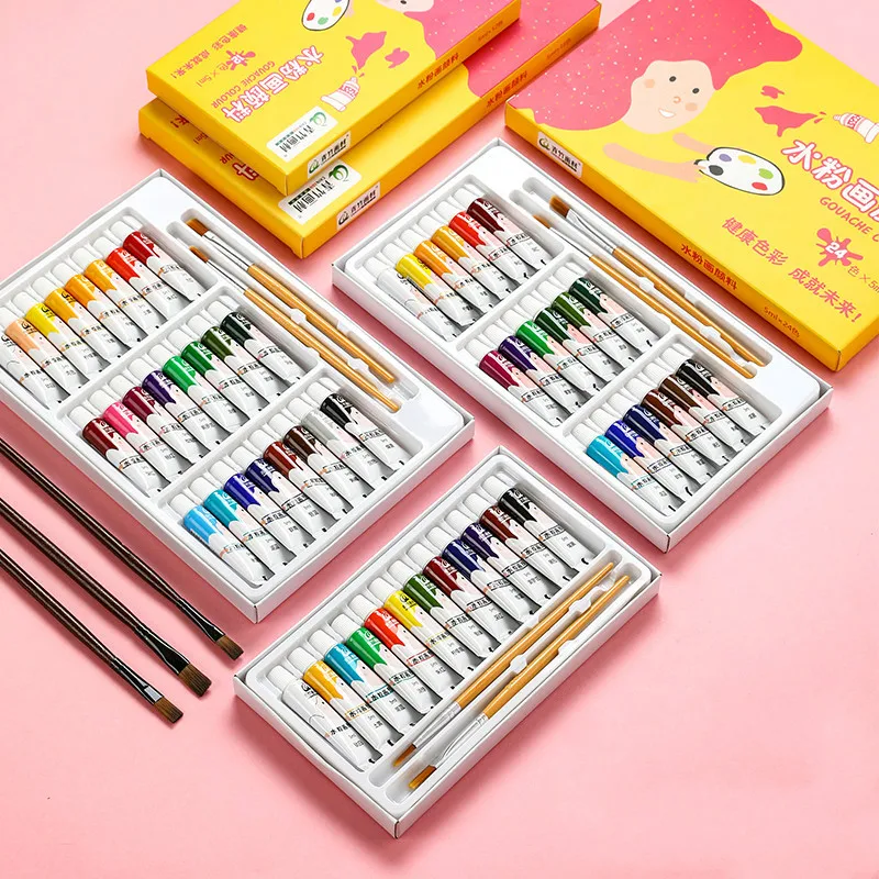 

Children Watercolor Paint Gouache Pigment Set 12/18/24 Colors Water Color Pigment Set Non-toxic Acuarelas Painting Art Supplies