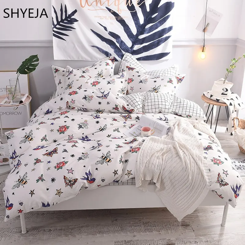 

SHYEJA Shyeja Leaves Print Sheet Pillowcase Quilt Cover Sets 100% Cotton Bedlinen Twin Double Queen Size Bedding Set