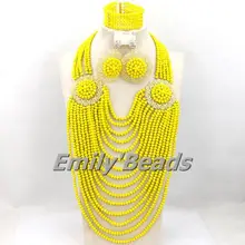 Африканский Ювелирные наборы нигерийской свадьбы Африканский Бусины комплект ювелирных изделий ручной работы кристалл Бусины комплект ювелирных изделий Новинка aej736