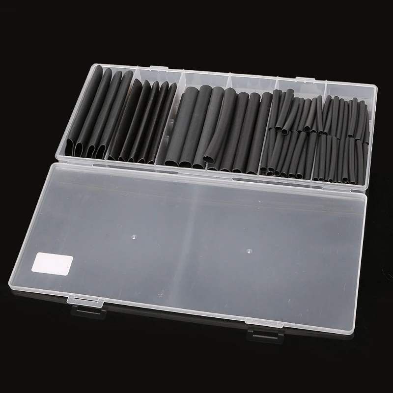 

142PCS 3:1 Black Polyolefin Heat Shrink Tubing Tube Kit 6 Sizes 3.2-19.1mm #0615