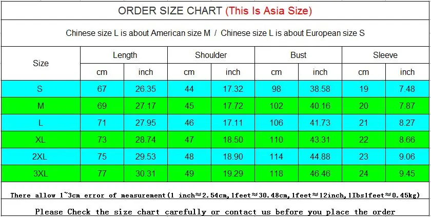 chinese size to european