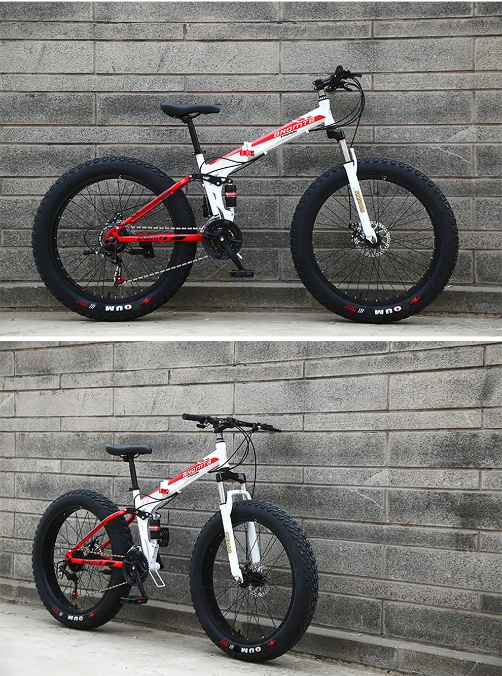 Discount Mountain Bike 24/26inch Folding Bike Road Bike Double Disc Brakes Folding Mountain Bikes Student Bicycle 4.0 Wide Wheel Fat Tire 10