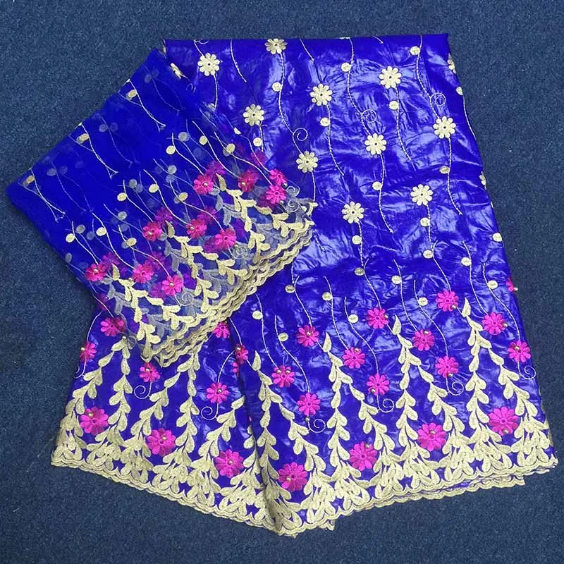 Royal Blue Color African Lace Fabric 2018 New Bazin Riche High Quality Getzner With Pearls | Дом и сад
