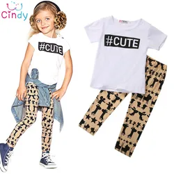 

Retail Summer Children Casual clothing 2015 Baby Toddler Girls Kids Clothes Cute T Shirt Tops + Pants 2PCS Outfits Set 0-5T Hot