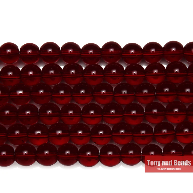

Free Shipping Natural Smooth Garnet Color Glass Loose Beads 15" Strand 6 8 10 MM Pick Size For Jewelry Making