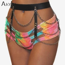 Панковский поясной ремень-подвязка Регулируемый PU искусственная кожа выдалбливают металлические звенья цепи покрывают подвязки Горячая Клубная одежда женские подвязки