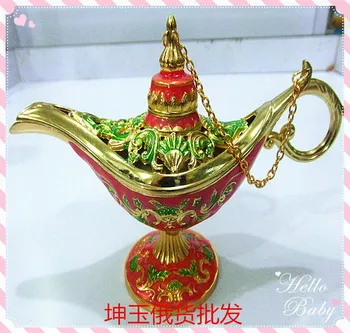 

P0654 green Bronze Red Color engraving double lamp Arab TDP 2PCS Russian tea Pot Al-addin Pakistan lamp Decoration Bronze Silver